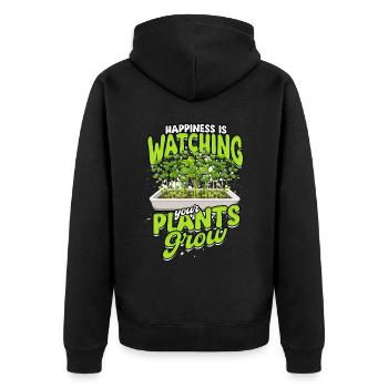 Microgreens Happiness is Watching Your Plants Grow - Unisex Premium Organic Zip Hoodie - black - Back - Nico (187cm)