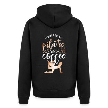 Pilates Instructor Teacher Coffee - Unisex Premium Organic Zip Hoodie - black - Back - Nico (187cm)