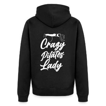 Pilates Instructor Teacher Crazy - Unisex Premium Bio Zip Hoodie - Schwarz - Hinten - Nico (187cm)