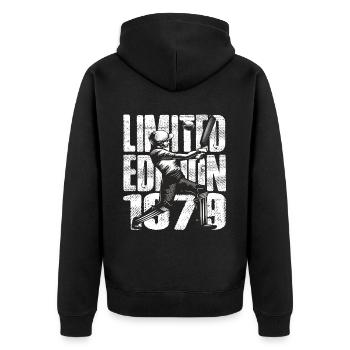 Limited Edition 1979 Limited Edition Cricket - Unisex Premium Organic Zip Hoodie - black - Back - Nico (187cm)