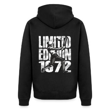 Limited Edition 1972 Limited Edition Cricket - Unisex Premium Organic Zip Hoodie - black - Back - Nico (187cm)