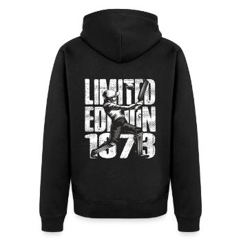Limited Edition 1973 Limited Edition Cricket - Unisex Premium Bio Zip Hoodie - Schwarz - Hinten - Nico (187cm)