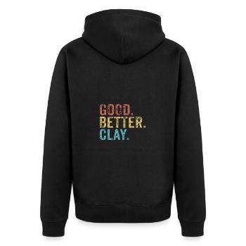 Cool guys are called clay - Unisex Premium Bio Zip Hoodie - Schwarz - Hinten - Nico (187cm)