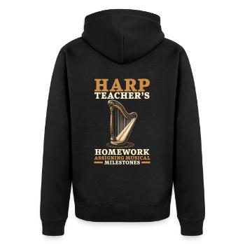 Harfenlehrer Harfenist Musikinstrument Harfenspieler - Unisex Premium Bio Zip Hoodie - Schwarz - Hinten - Nico (187cm)