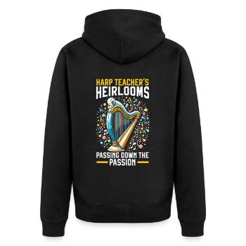 Harfenlehrer Harfenist Musikinstrument Harfenspieler - Unisex Premium Bio Zip Hoodie - Schwarz - Hinten - Nico (187cm)