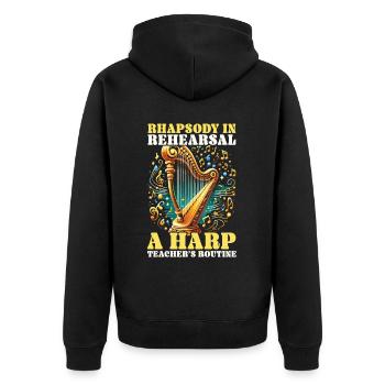 Harfenlehrer Harfenist Musikinstrument Harfenspieler - Unisex Premium Bio Zip Hoodie - Schwarz - Hinten - Nico (187cm)