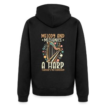 Harfenlehrer Harfenist Musikinstrument Harfenspieler - Unisex Premium Bio Zip Hoodie - Schwarz - Hinten - Nico (187cm)