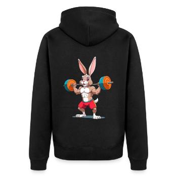 Funny Bodybuilder Animal Iknonic Workout - Unisex Premium Organic Zip Hoodie - black - Back - Nico (187cm)