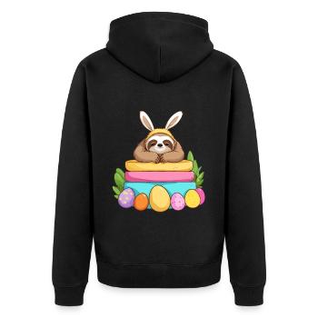 Drôle de paresseux lapin de Pâques emblématique Pâques - Veste à capuche bio Premium Unisexe - noir - Dos - Nico (187cm)