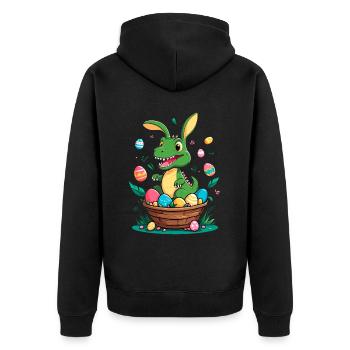 Iconic Easter Dinosaur and Dinosaur Easter Bunny - Unisex Premium Organic Zip Hoodie - black - Back - Nico (187cm)
