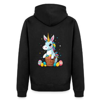 Lustiges Einhorn Osterhase Süßes Ostereinhorn - Unisex Premium Bio Zip Hoodie - Schwarz - Hinten - Nico (187cm)