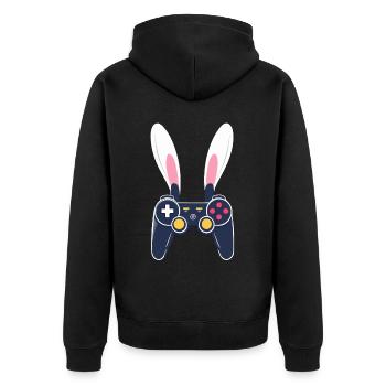 Easter Bunny Gamer & Gaming Streetwear Iconic - Unisex Premium Organic Zip Hoodie - black - Back - Nico (187cm)