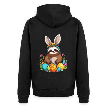 Funny Sloth Easter Bunny Iconic Easter - Unisex Premium Organic Zip Hoodie - black - Back - Nico (187cm)