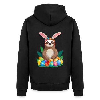 Drôle de paresseux lapin de Pâques emblématique Pâques - Veste à capuche bio Premium Unisexe - noir - Dos - Nico (187cm)
