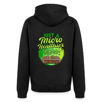 Microgreens Juste un micro peu plus sain - Veste à capuche bio Premium Unisexe - noir - Dos - Nico (187cm)