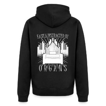 Organ Player Organist Church Music - Unisex Premium Organic Zip Hoodie - black - Back - Nico (187cm)