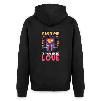 Network Engineering Ping Me If You Need Love - Unisex Premium Organic Zip Hoodie - black - Back - Nico (187cm)