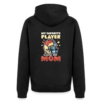 Football Mom Favorite Player Calls Mom - Unisex Premium Organic Zip Hoodie - black - Back - Nico (187cm)