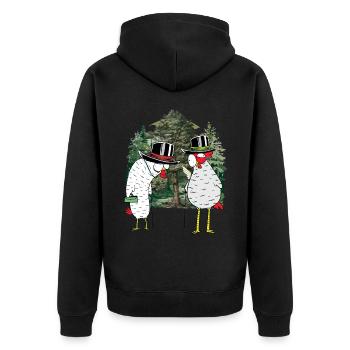 Grands-parents Grand-mère Grand-père Poulet Forêt Randonnée Nature - Veste à capuche bio Premium Unisexe - noir - Dos - Nico (187cm)