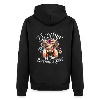 Brother Of The Birthday Girl - Unisex Premium Bio Zip Hoodie - Schwarz - Hinten - Nico (187cm)