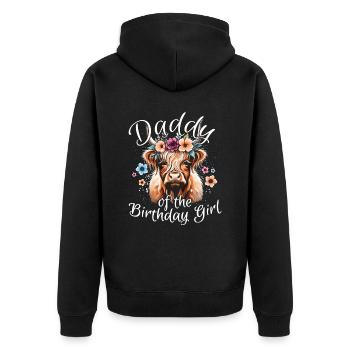 Daddy Of The Birthday Girl - Unisex Premium Bio Zip Hoodie - Schwarz - Hinten - Nico (187cm)