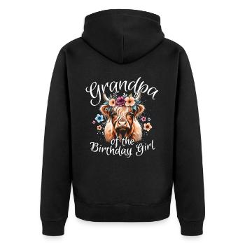 Grandpa Of The Birthday Girl - Unisex Premium Bio Zip Hoodie - Schwarz - Hinten - Nico (187cm)