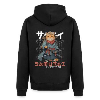 Chat Samouraï Chat Ninja Japonais Kawaii - Veste à capuche bio Premium Unisexe - noir - Dos - Nico (187cm)