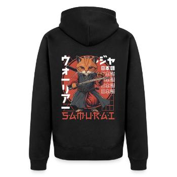 Chat Samouraï Chat Ninja Japonais Kawaii - Veste à capuche bio Premium Unisexe - noir - Dos - Nico (187cm)