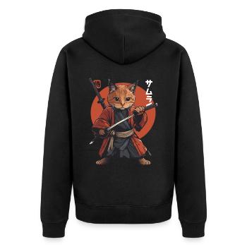 Chat Samouraï Chat Ninja Japonais Kawaii - Veste à capuche bio Premium Unisexe - noir - Dos - Nico (187cm)