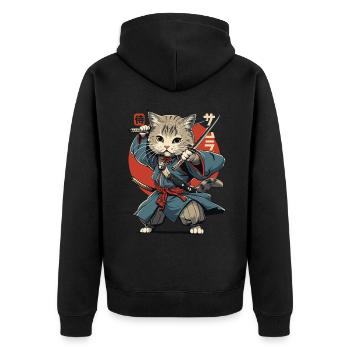 Chat Samouraï Chat Ninja Japonais Kawaii - Veste à capuche bio Premium Unisexe - noir - Dos - Nico (187cm)