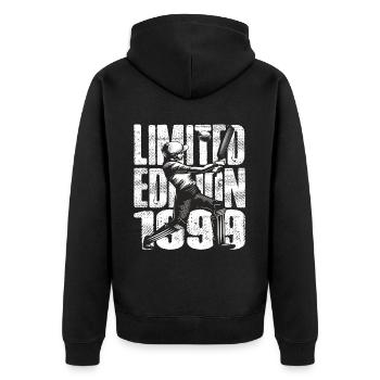 Limited Edition 1999 Limited Edition Cricket - Unisex Premium Bio Zip Hoodie - Schwarz - Hinten - Nico (187cm)