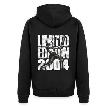 Limited Edition 2004 Limited Edition Cricket - Unisex Premium Organic Zip Hoodie - black - Back - Nico (187cm)