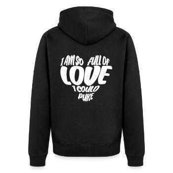 Coeur de petite amie de la Saint-Valentin - Veste à capuche bio Premium Unisexe - noir - Dos - Nico (187cm)