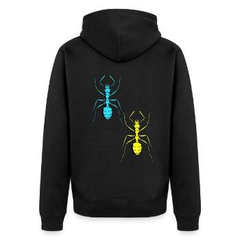 Ameise Retro Vintage 80er Insekten Ameisen 90er - Unisex Premium Bio Zip Hoodie - Schwarz - Hinten - Nico (187cm)