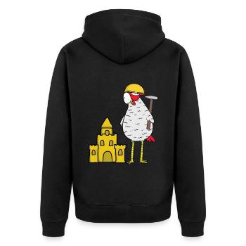 Handwerker Huhn Sandburg Baustelle bauen Bauherr - Unisex Premium Bio Zip Hoodie - Schwarz - Hinten - Nico (187cm)