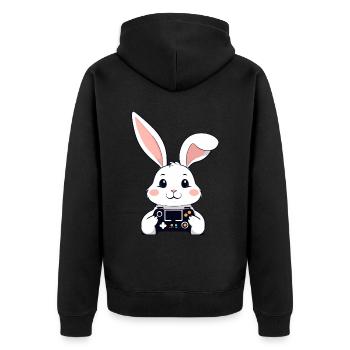 Lapin de Pâques Gamer et jeu de Pâques emblématique - Veste à capuche bio Premium Unisexe - noir - Dos - Nico (187cm)