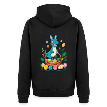 Iconic Easter Dinosaur Dinosaur Easter Bunny - Unisex Premium Organic Zip Hoodie - black - Back - Nico (187cm)