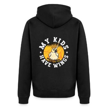 Calopsitte Mes enfants ont des ailes Amateur d’oiseaux ornementaux - Veste à capuche bio Premium Unisexe - noir - Dos - Nico (187cm)
