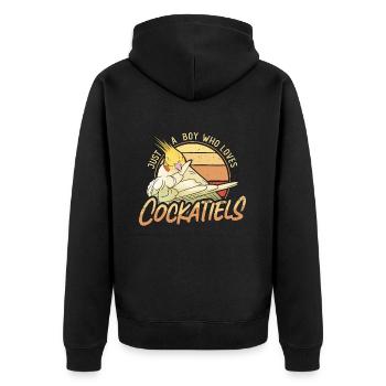 Calopsitte Juste Un Garçon Qui Aime Oiseau D’ornement - Veste à capuche bio Premium Unisexe - noir - Dos - Nico (187cm)