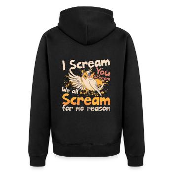 Cockatiel I Scream You Scream We All Parrot Lover - Unisex Premium Bio Zip Hoodie - Schwarz - Hinten - Nico (187cm)
