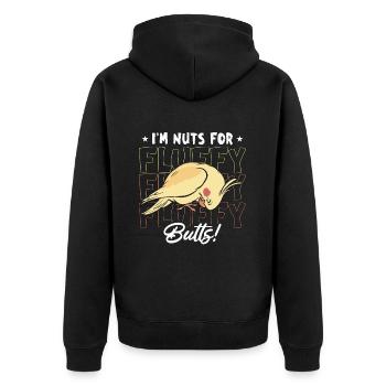 Cockatiel I'm Nuts For Fluffy Butts Parrot Lover - Unisex Premium Organic Zip Hoodie - black - Back - Nico (187cm)