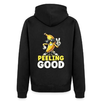 Bananenliebhaber Bananenfresser Essen Tropische Früchte - Unisex Premium Bio Zip Hoodie - Schwarz - Hinten - Nico (187cm)