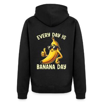 Bananenliebhaber Bananenfresser Essen Tropische Früchte - Unisex Premium Bio Zip Hoodie - Schwarz - Hinten - Nico (187cm)