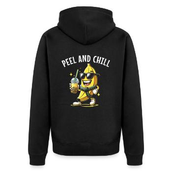 Bananenliebhaber Bananenfresser Essen Tropische Früchte - Unisex Premium Bio Zip Hoodie - Schwarz - Hinten - Nico (187cm)