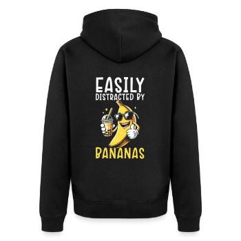 Banana Lover Mangeur de bananes Nourriture Fruits Tropicaux - Veste à capuche bio Premium Unisexe - noir - Dos - Nico (187cm)