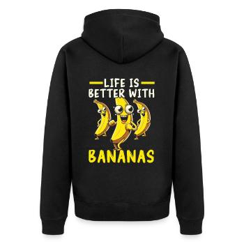 Bananenliebhaber Bananenfresser Essen Tropische Früchte - Unisex Premium Bio Zip Hoodie - Schwarz - Hinten - Nico (187cm)
