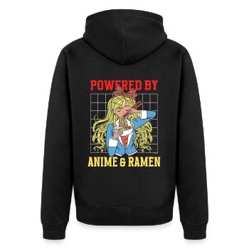 Propulsé par Anime & Ramen - Veste à capuche bio Premium Unisexe - noir - Dos - Nico (187cm)
