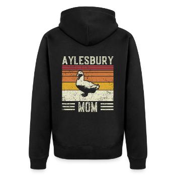 Duck Mama - Vintage Aylesbury - Unisex Premium Organic Zip Hoodie - black - Back - Nico (187cm)