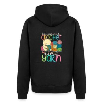Crochet Au Crochet Et Joli Chat En Fil - Veste à capuche bio Premium Unisexe - noir - Dos - Nico (187cm)