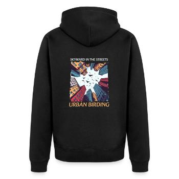 Observation des oiseaux urbains vers le ciel dans les rues Urban Birdin - Veste à capuche bio Premium Unisexe - noir - Dos - Nico (187cm)